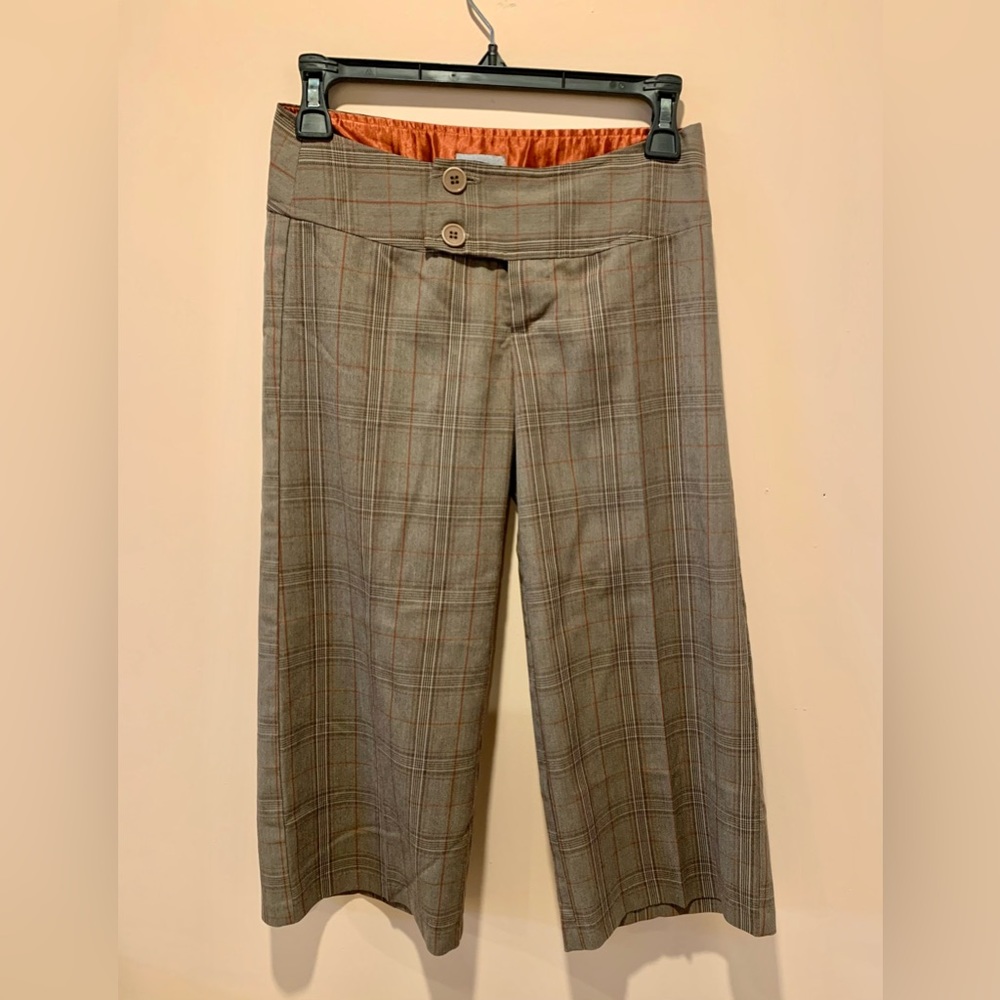Y2K Vintage Rave Stretch Gaucho Pants Low Rise Plaid Size 0
